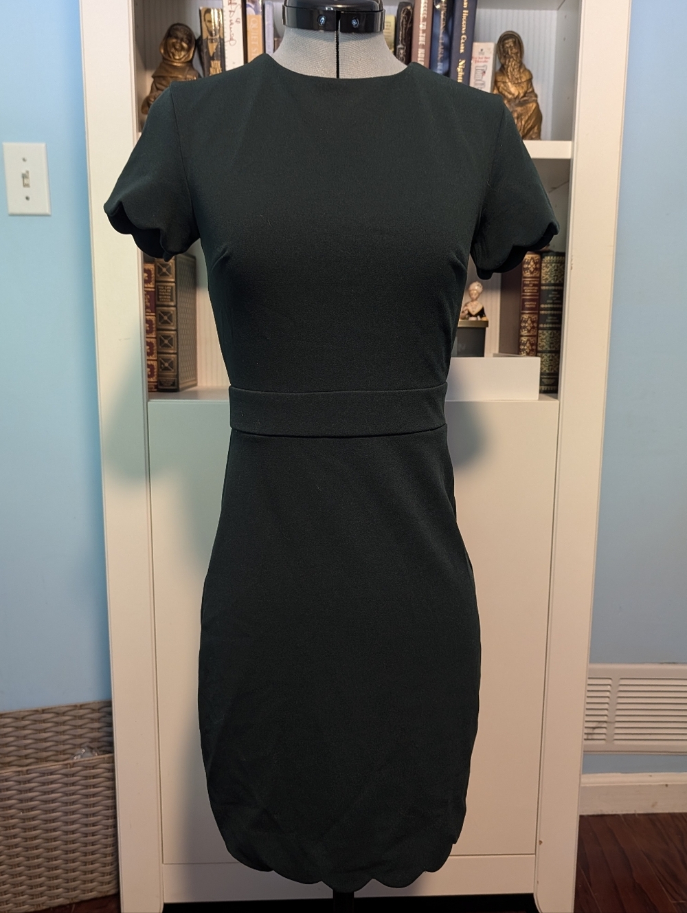 B Darlin Dark Green Short Sleeve Fitted Mini Dress